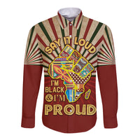 I'm Black and I'm Proud African Long Sleeve Button Shirt Hand Up Africa Map Art - Wonder Print Shop