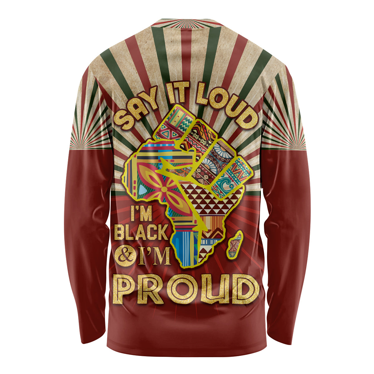 I'm Black and I'm Proud African Long Sleeve Shirt Hand Up Africa Map Art - Wonder Print Shop