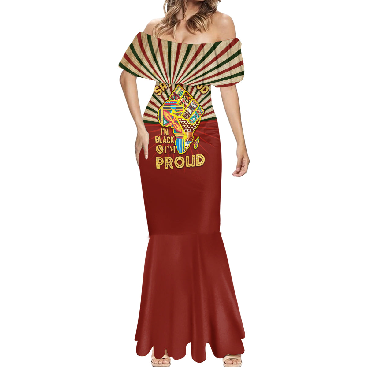 I'm Black and I'm Proud African Mermaid Dress Hand Up Africa Map Art - Wonder Print Shop