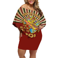 I'm Black and I'm Proud African Off Shoulder Short Dress Hand Up Africa Map Art - Wonder Print Shop