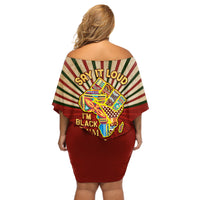 I'm Black and I'm Proud African Off Shoulder Short Dress Hand Up Africa Map Art - Wonder Print Shop