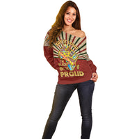 I'm Black and I'm Proud African Off Shoulder Sweater Hand Up Africa Map Art - Wonder Print Shop