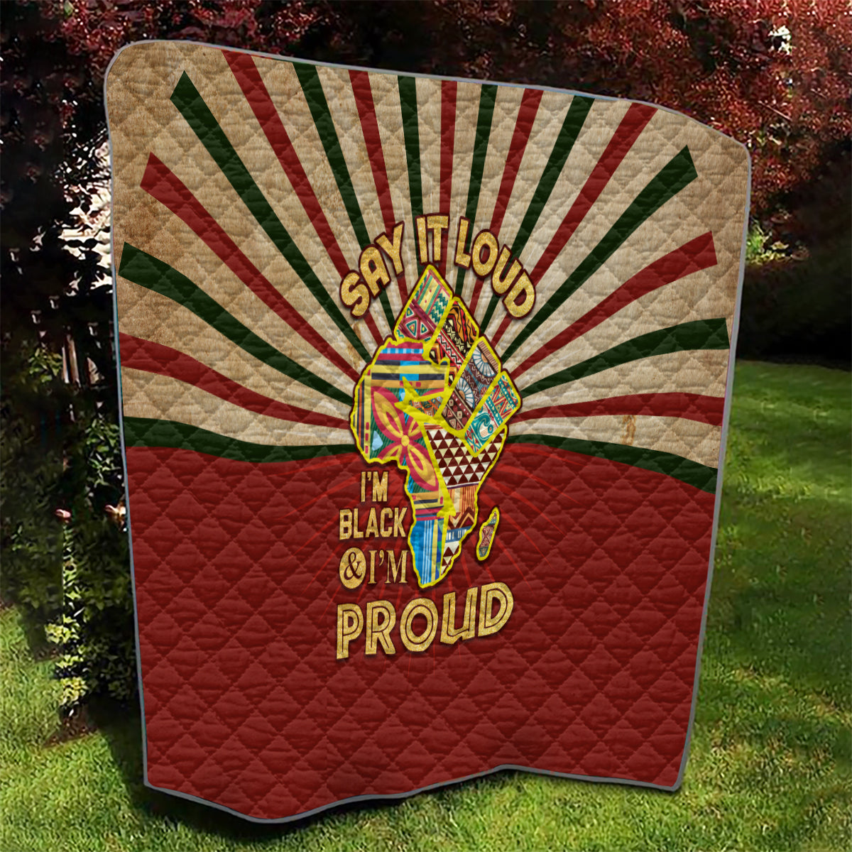 I'm Black and I'm Proud African Quilt Hand Up Africa Map Art - Wonder Print Shop