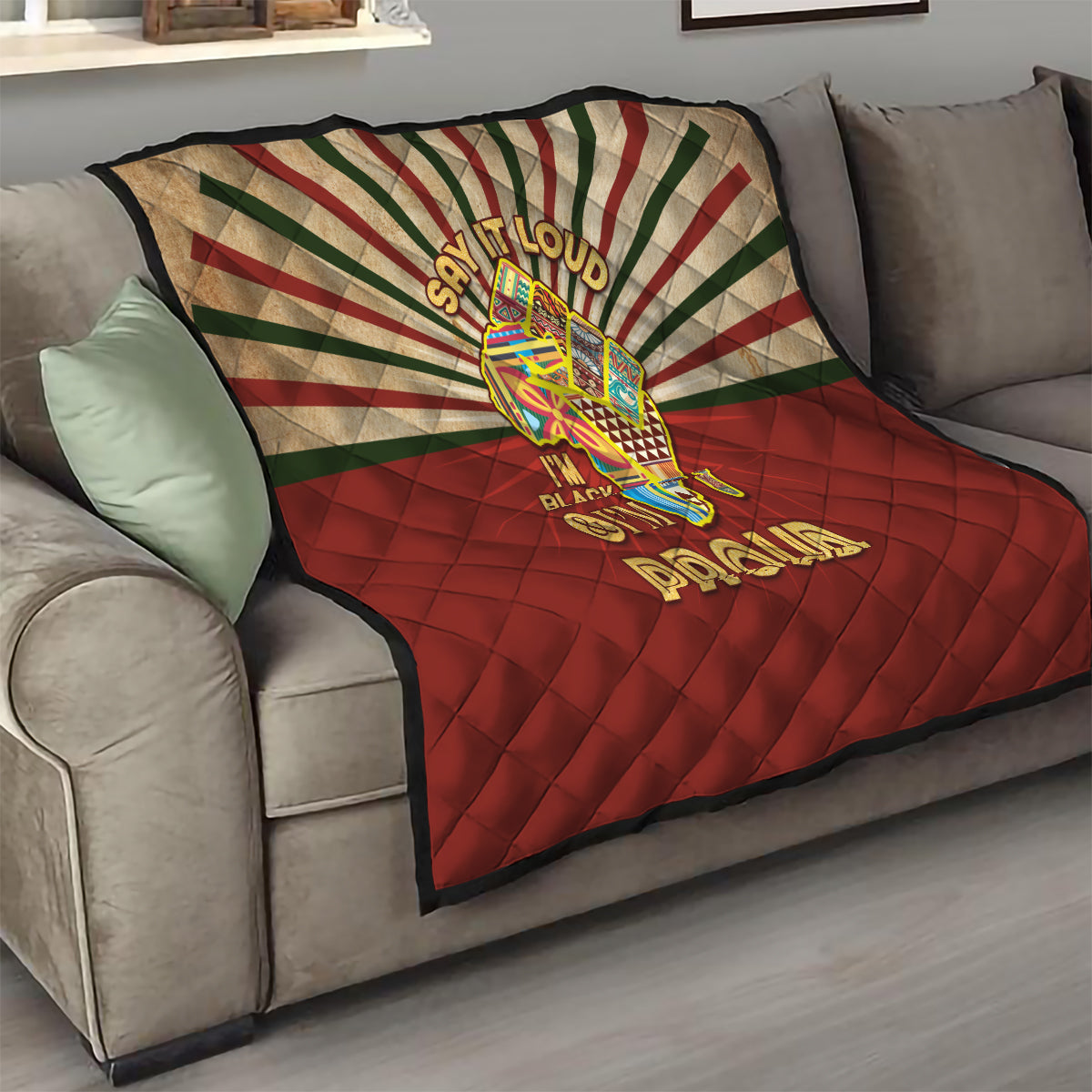 I'm Black and I'm Proud African Quilt Hand Up Africa Map Art - Wonder Print Shop