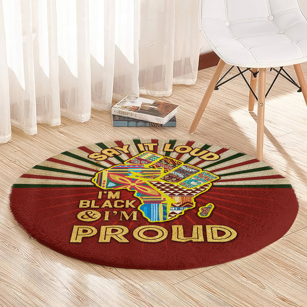 I'm Black and I'm Proud African Round Carpet Hand Up Africa Map Art