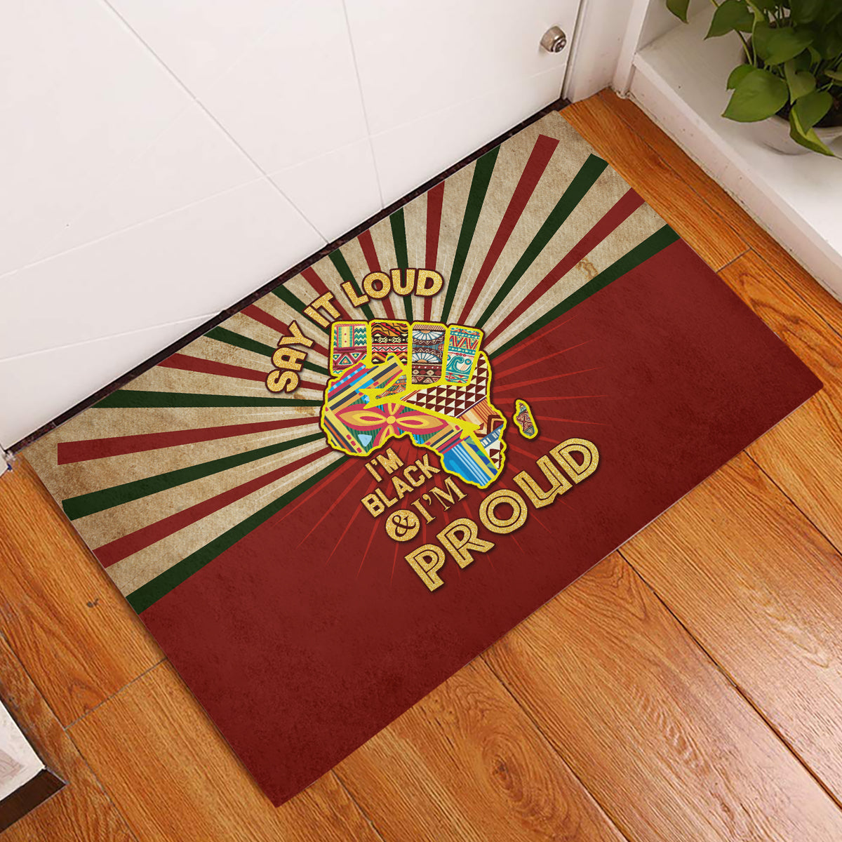 I'm Black and I'm Proud African Rubber Doormat Hand Up Africa Map Art - Wonder Print Shop