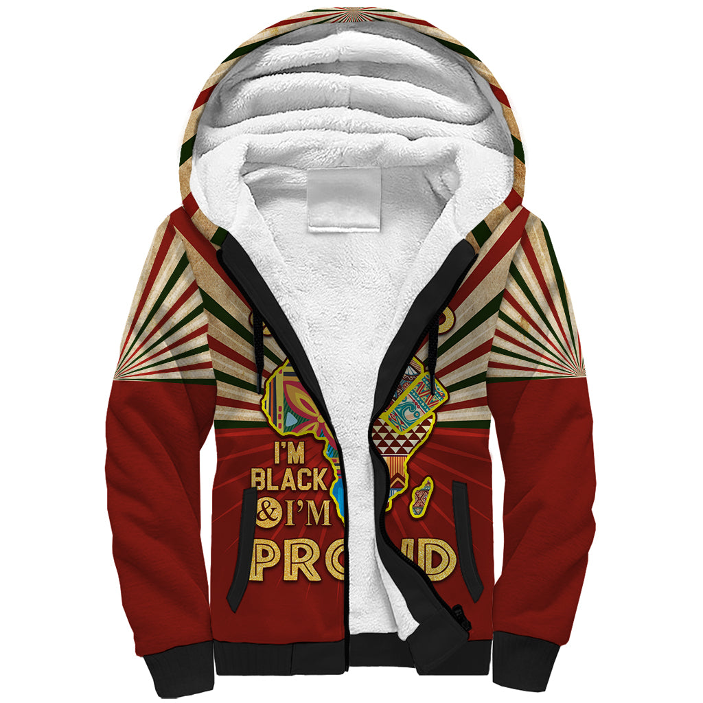 I'm Black and I'm Proud African Sherpa Hoodie Hand Up Africa Map Art - Wonder Print Shop