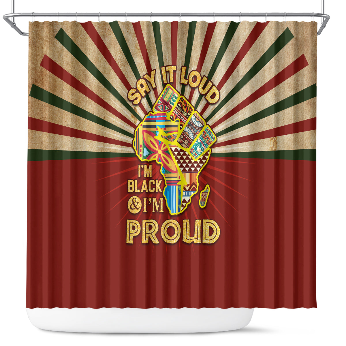 I'm Black and I'm Proud African Shower Curtain Hand Up Africa Map Art