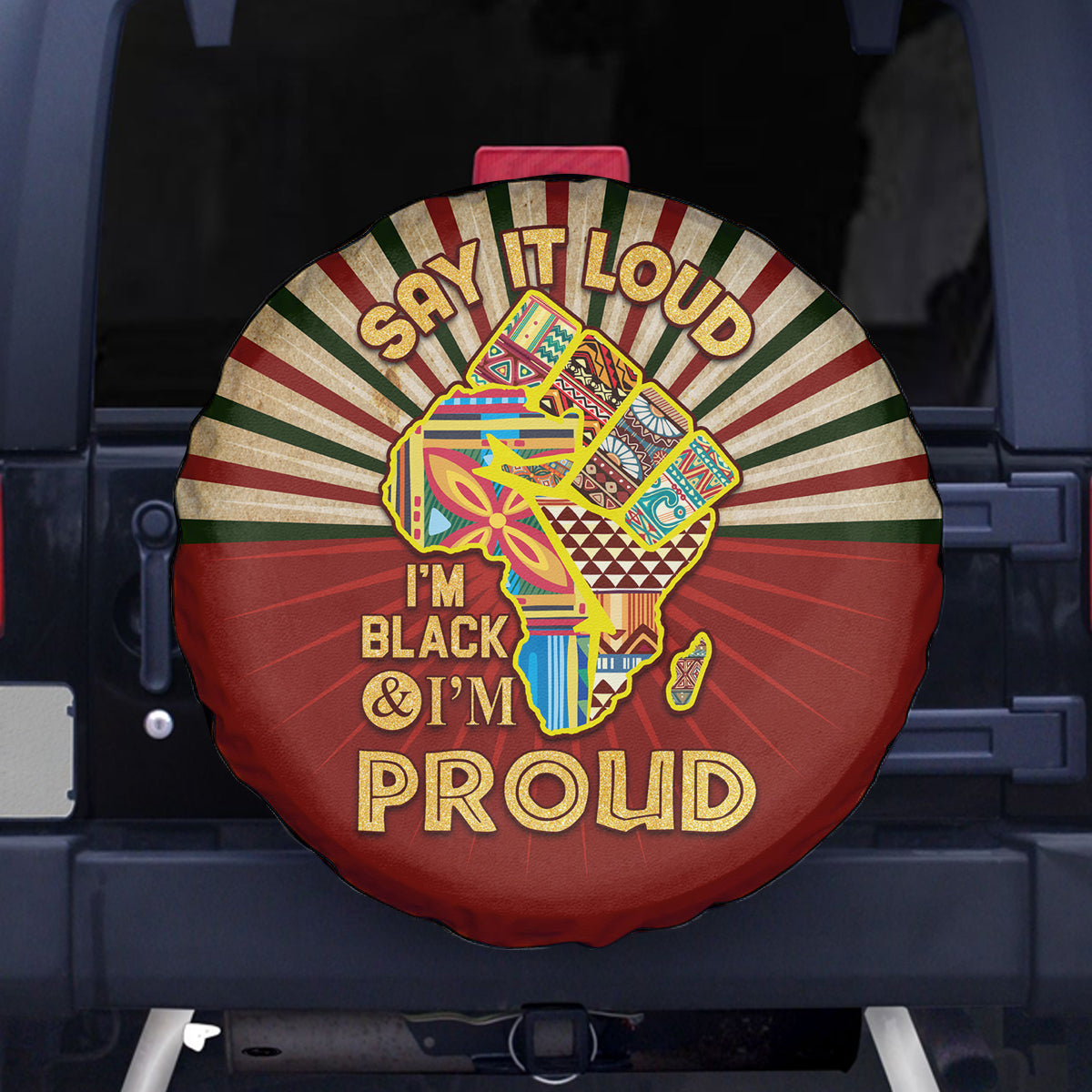 I'm Black and I'm Proud African Spare Tire Cover Hand Up Africa Map Art - Wonder Print Shop