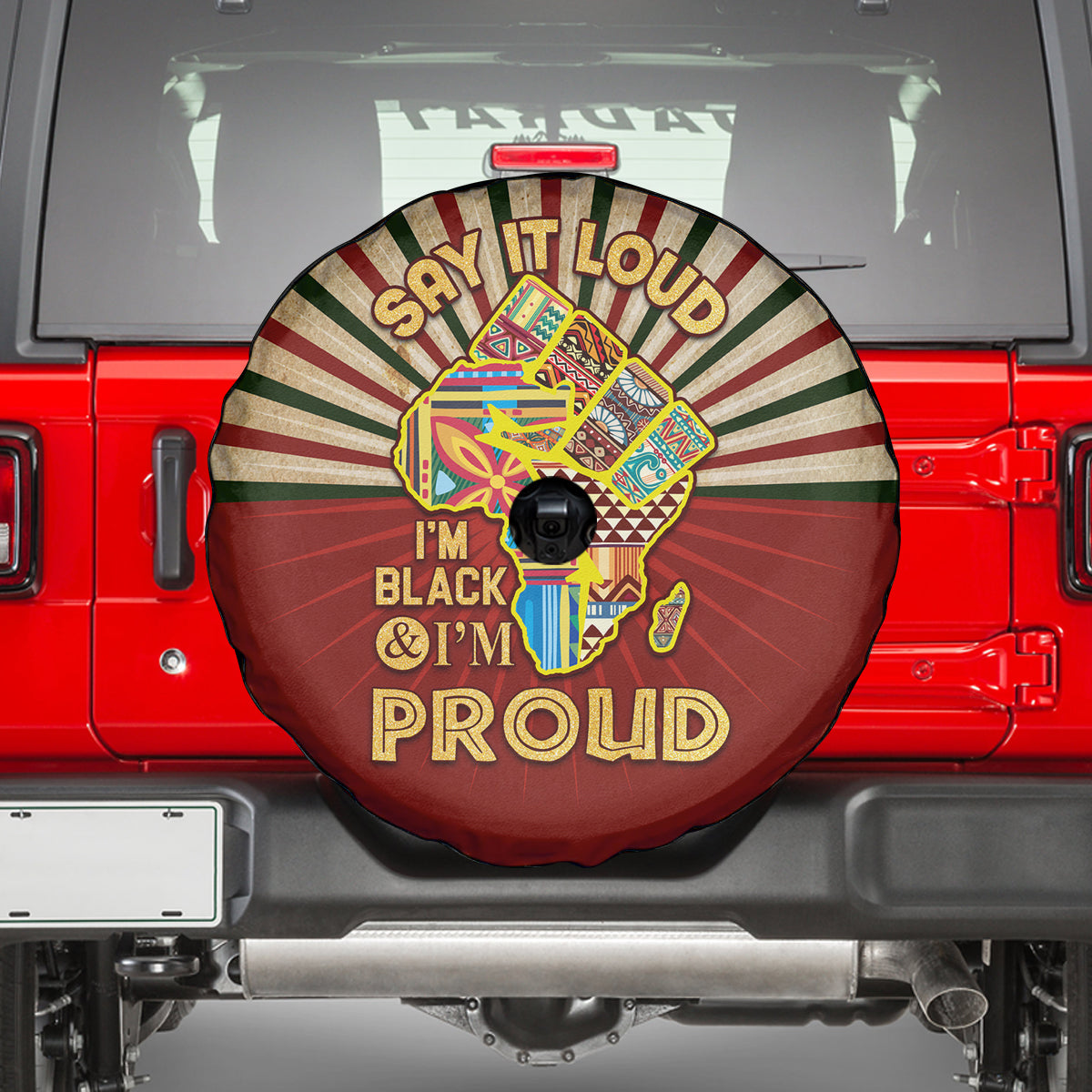 I'm Black and I'm Proud African Spare Tire Cover Hand Up Africa Map Art - Wonder Print Shop