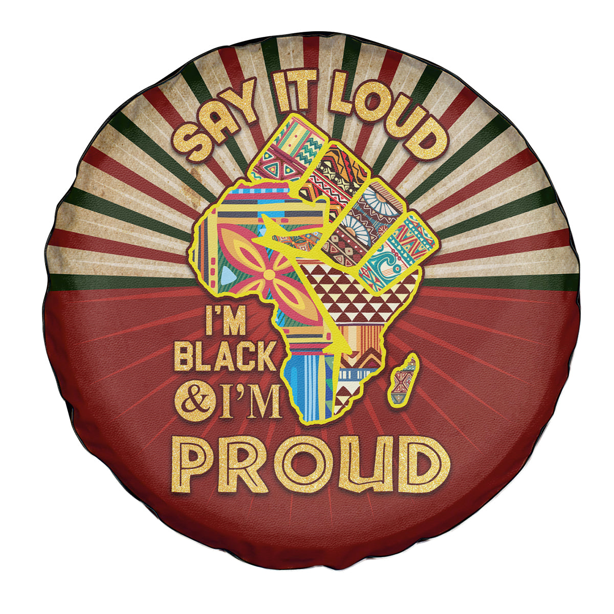 I'm Black and I'm Proud African Spare Tire Cover Hand Up Africa Map Art - Wonder Print Shop