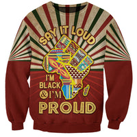 I'm Black and I'm Proud African Sweatshirt Hand Up Africa Map Art - Wonder Print Shop