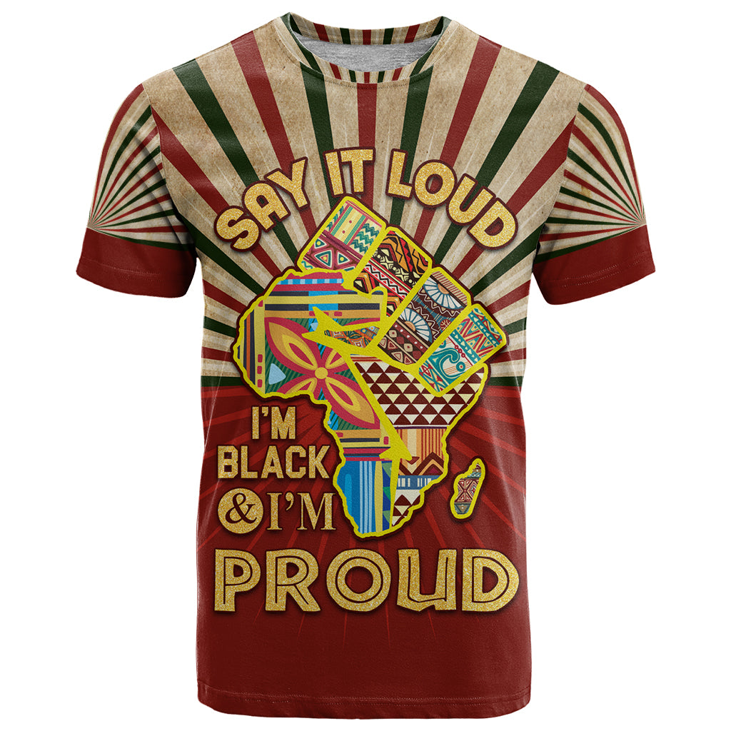I'm Black and I'm Proud African T Shirt Hand Up Africa Map Art - Wonder Print Shop
