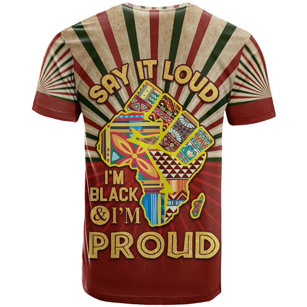 I'm Black and I'm Proud African T Shirt Hand Up Africa Map Art - Wonder Print Shop