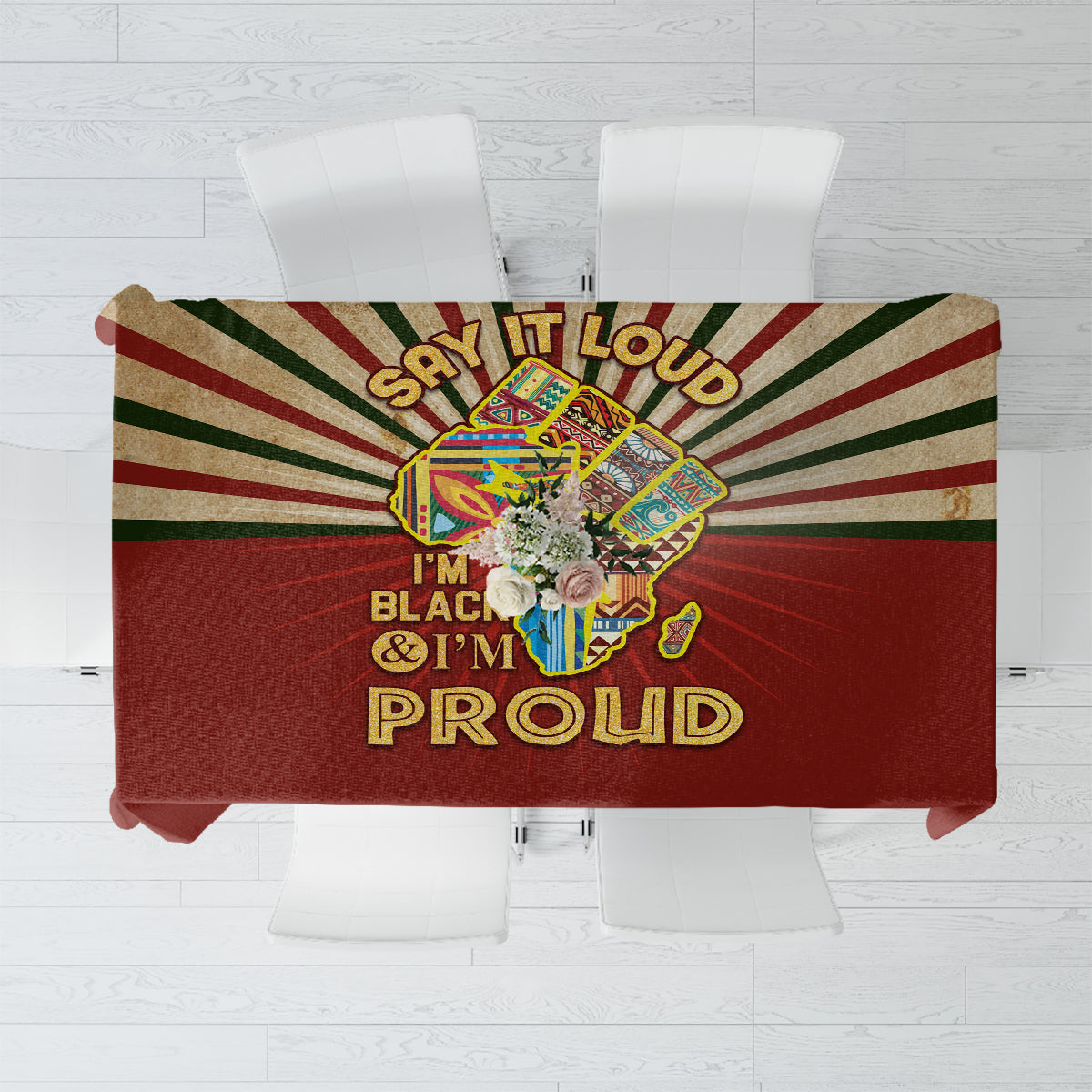 I'm Black and I'm Proud African Tablecloth Hand Up Africa Map Art - Wonder Print Shop