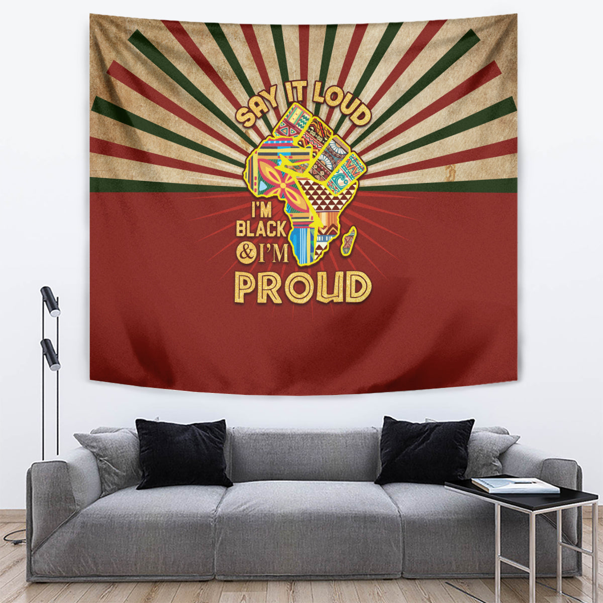 I'm Black and I'm Proud African Tapestry Hand Up Africa Map Art - Wonder Print Shop