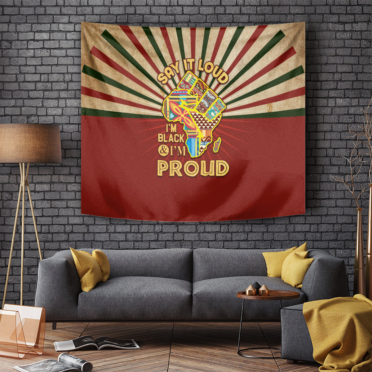 I'm Black and I'm Proud African Tapestry Hand Up Africa Map Art - Wonder Print Shop