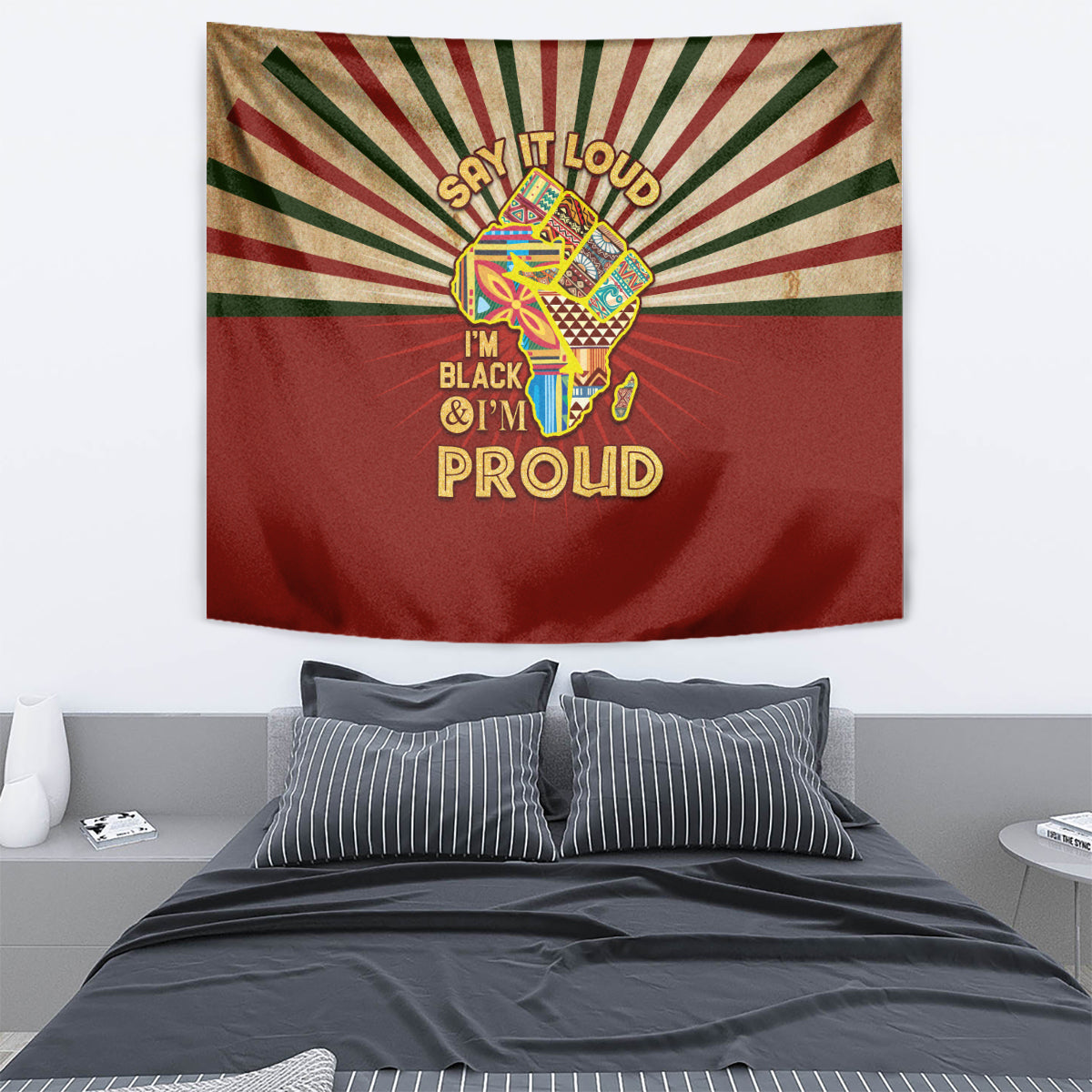 I'm Black and I'm Proud African Tapestry Hand Up Africa Map Art - Wonder Print Shop