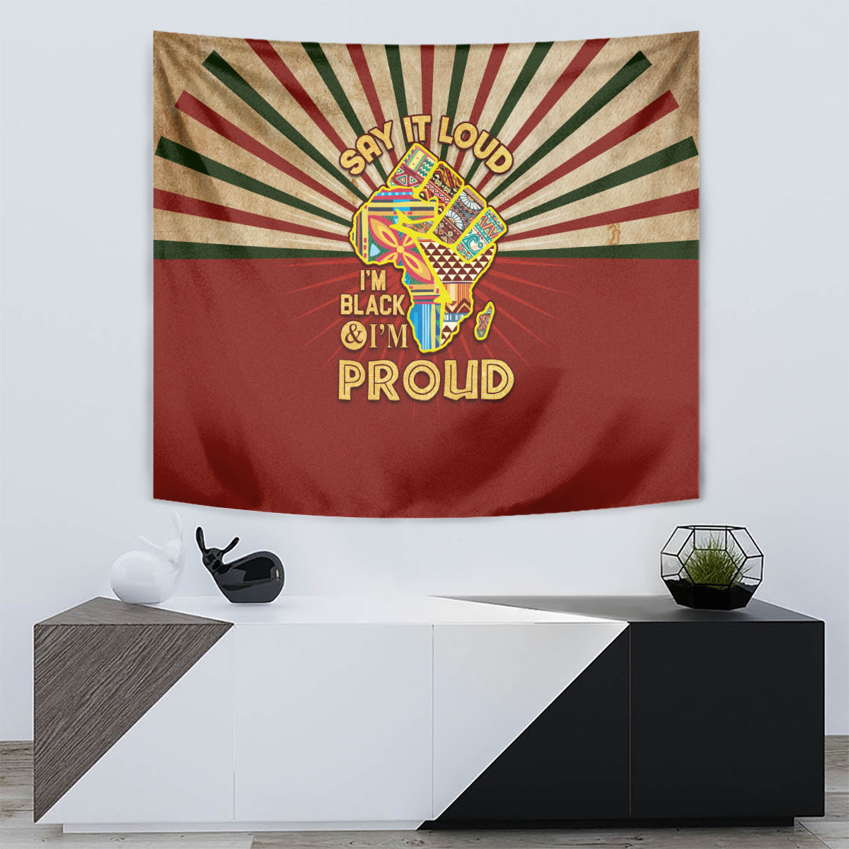 I'm Black and I'm Proud African Tapestry Hand Up Africa Map Art - Wonder Print Shop