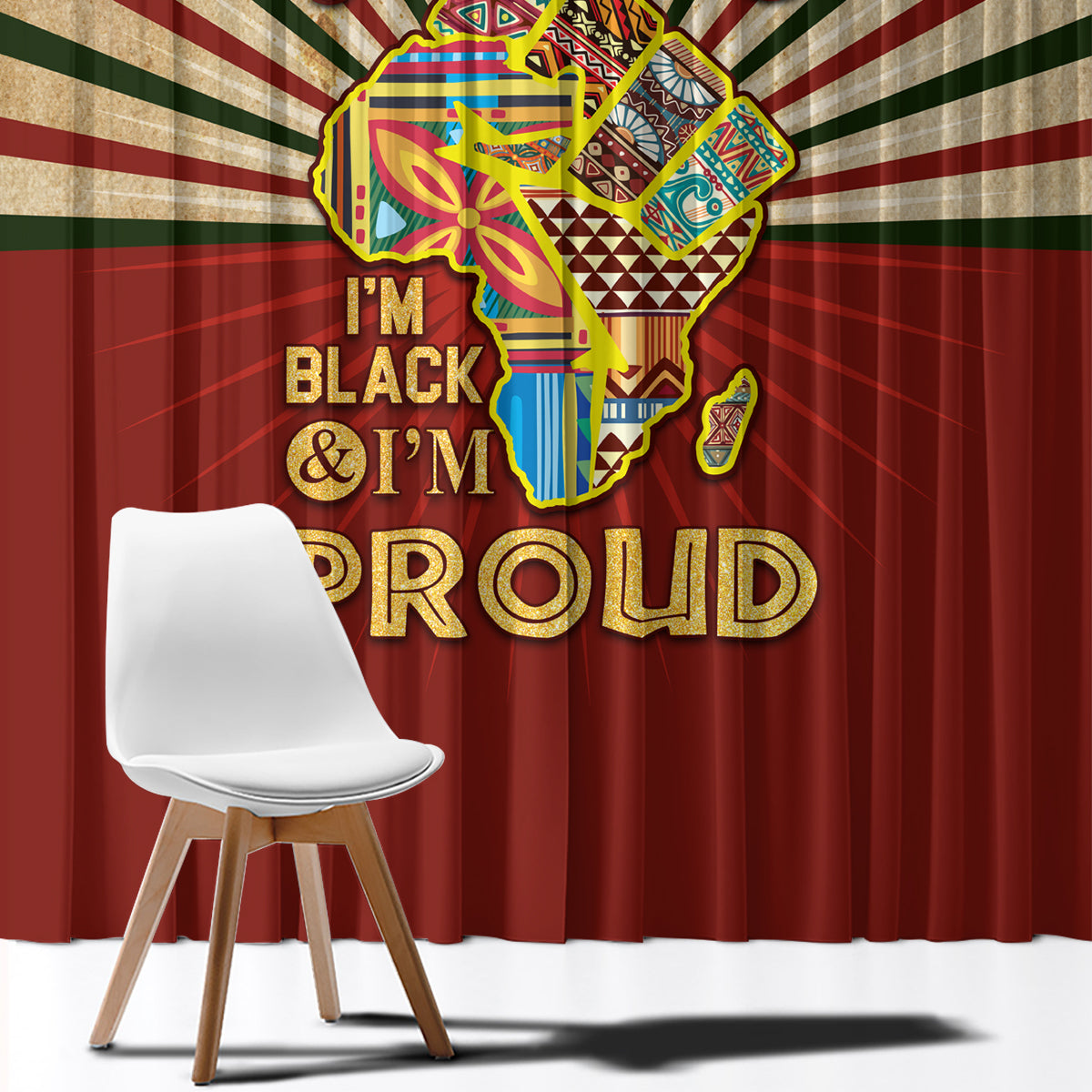 I'm Black and I'm Proud African Window Curtain Hand Up Africa Map Art - Wonder Print Shop