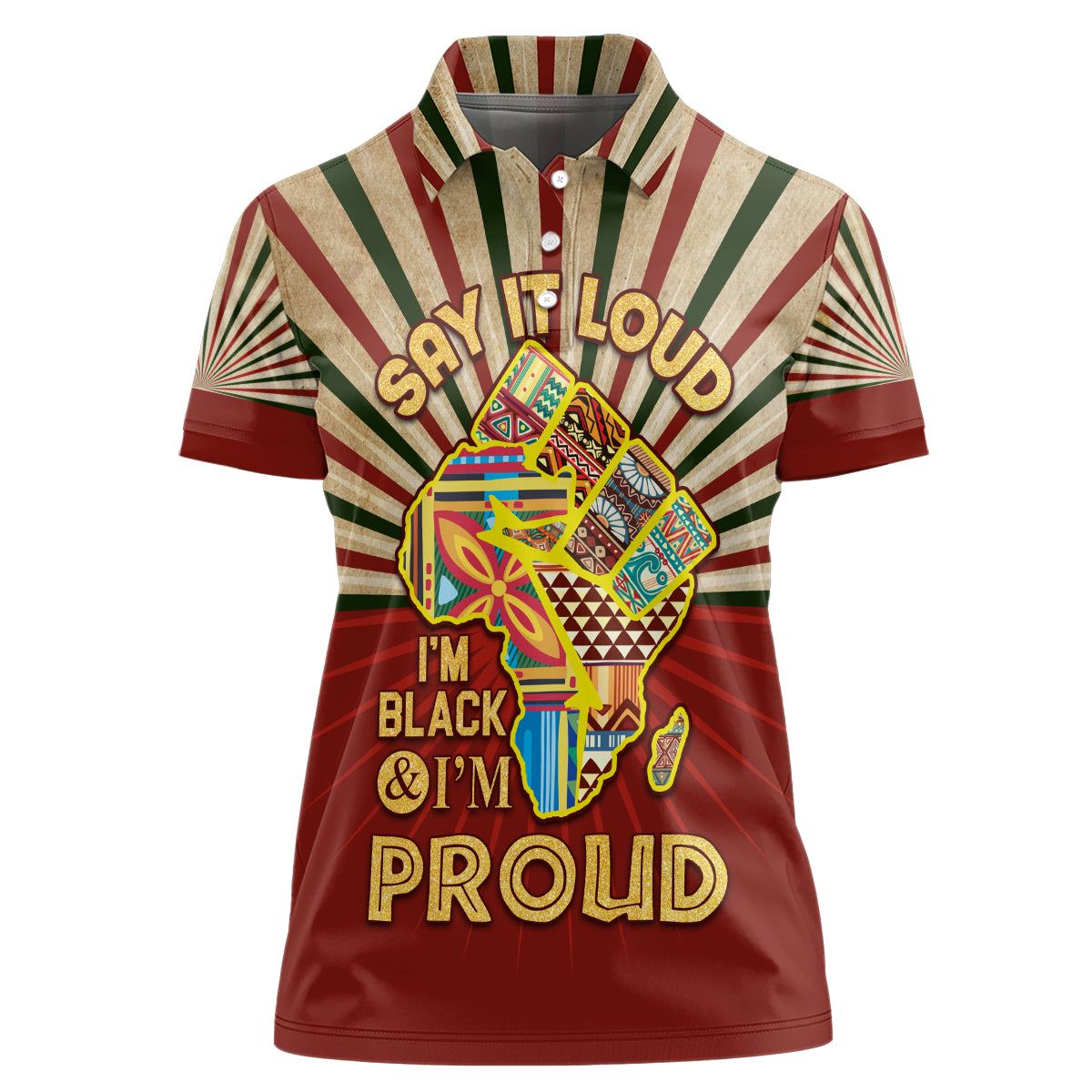 I'm Black and I'm Proud African Women Polo Shirt Hand Up Africa Map Art - Wonder Print Shop