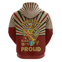 I'm Black and I'm Proud African Zip Hoodie Hand Up Africa Map Art - Wonder Print Shop