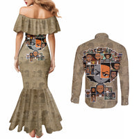 Huey Freeman Couples Matching Mermaid Dress and Long Sleeve Button Shirt African American