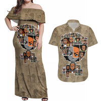 Huey Freeman Couples Matching Off Shoulder Maxi Dress and Hawaiian Shirt African American - Wonder Print Shop