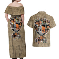 Huey Freeman Couples Matching Off Shoulder Maxi Dress and Hawaiian Shirt African American - Wonder Print Shop
