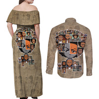 Huey Freeman Couples Matching Off Shoulder Maxi Dress and Long Sleeve Button Shirt African American - Wonder Print Shop