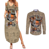 Huey Freeman Couples Matching Summer Maxi Dress and Long Sleeve Button Shirt African American - Wonder Print Shop