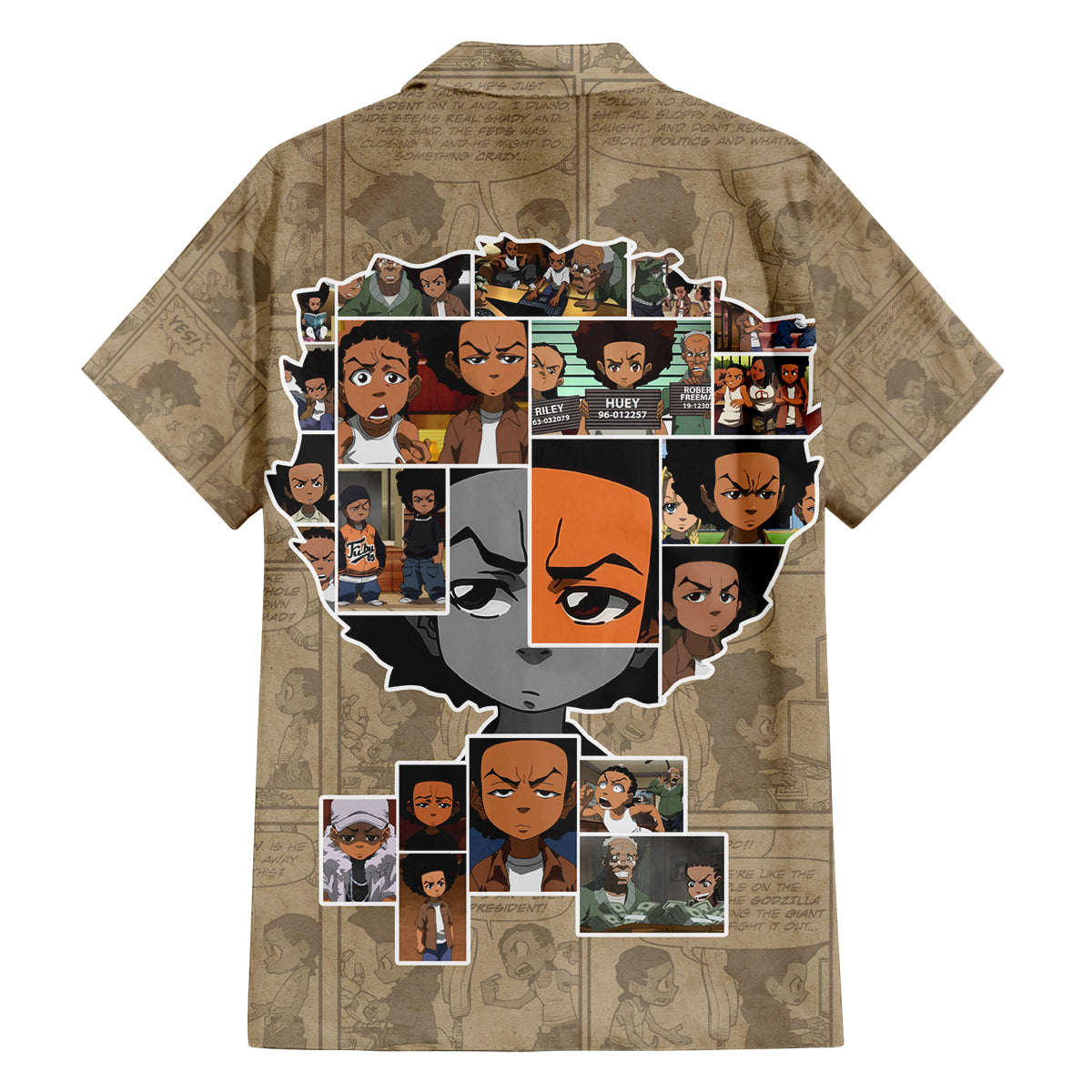 Huey Freeman Family Matching Long Sleeve Bodycon Dress and Hawaiian Shirt African American - Wonder Print Shop