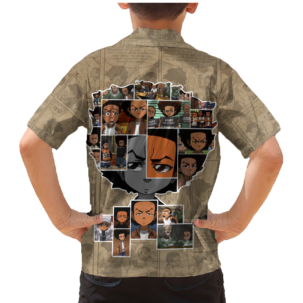 Huey Freeman Family Matching Mermaid Dress and Hawaiian Shirt African American - Wonder Print Shop