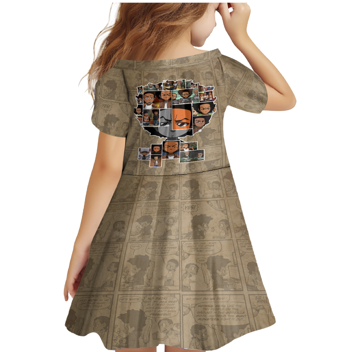 Huey Freeman Family Matching Mermaid Dress and Hawaiian Shirt African American - Wonder Print Shop