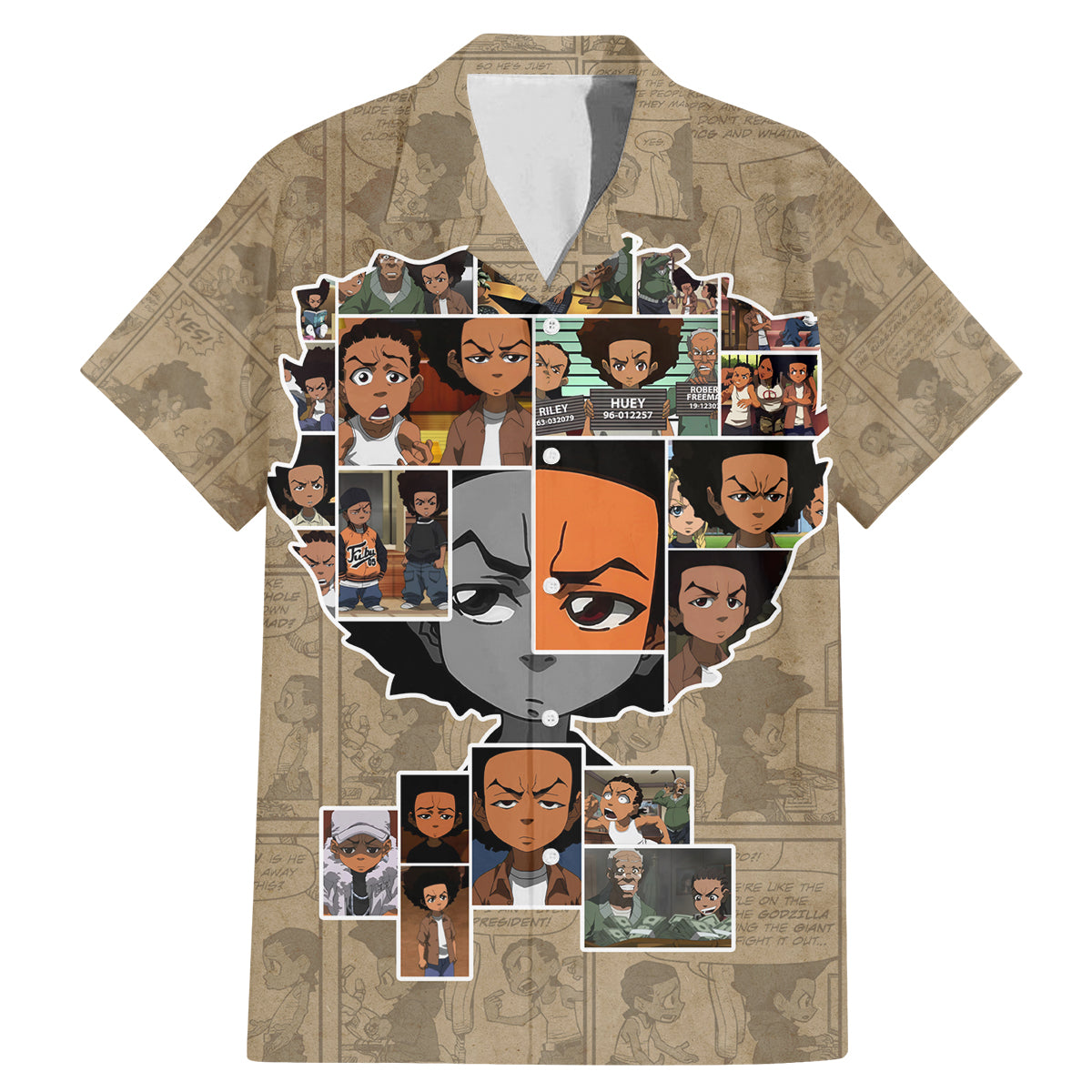 Huey Freeman Family Matching Mermaid Dress and Hawaiian Shirt African American - Wonder Print Shop