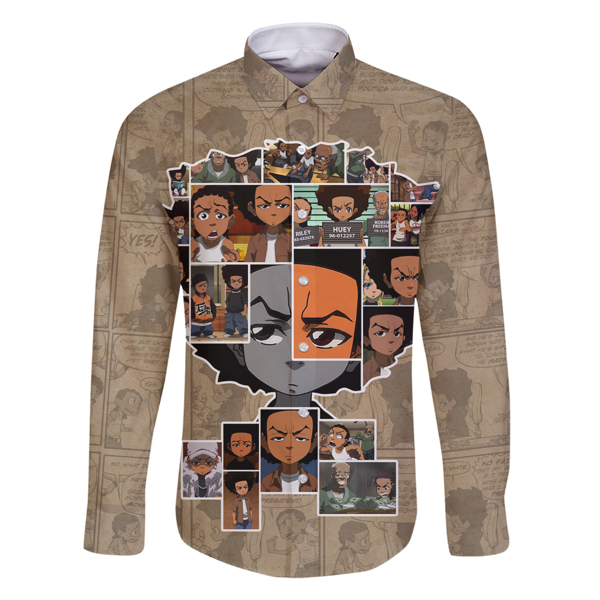 Huey Freeman Family Matching Off The Shoulder Long Sleeve Dress and Hawaiian Shirt African American - Wonder Print Shop
