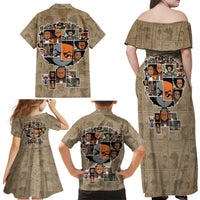Huey Freeman Family Matching Off Shoulder Maxi Dress and Hawaiian Shirt African American - Wonder Print Shop