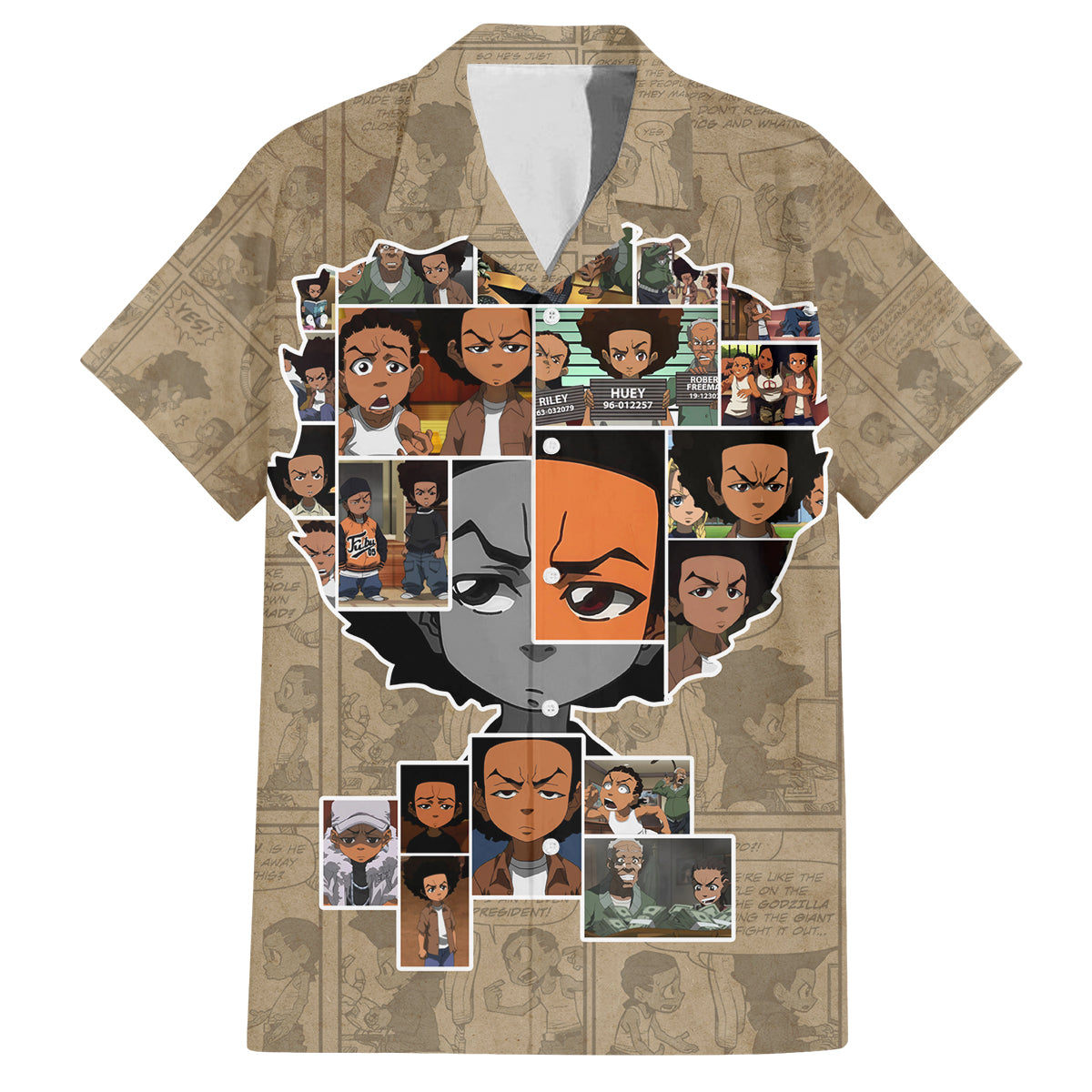 Huey Freeman Family Matching Off Shoulder Maxi Dress and Hawaiian Shirt African American - Wonder Print Shop