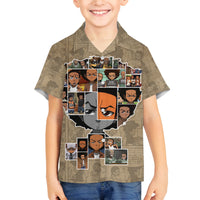 Huey Freeman Family Matching Off Shoulder Maxi Dress and Hawaiian Shirt African American - Wonder Print Shop