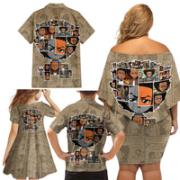 Huey Freeman Family Matching Off Shoulder Short Dress and Hawaiian Shirt African American - Wonder Print Shop