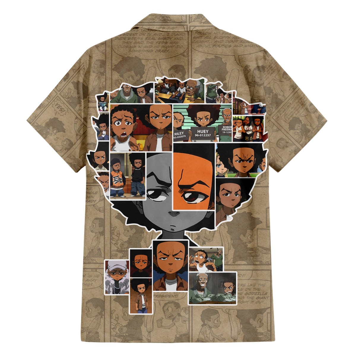 Huey Freeman Family Matching Short Sleeve Bodycon Dress and Hawaiian Shirt African American - Wonder Print Shop