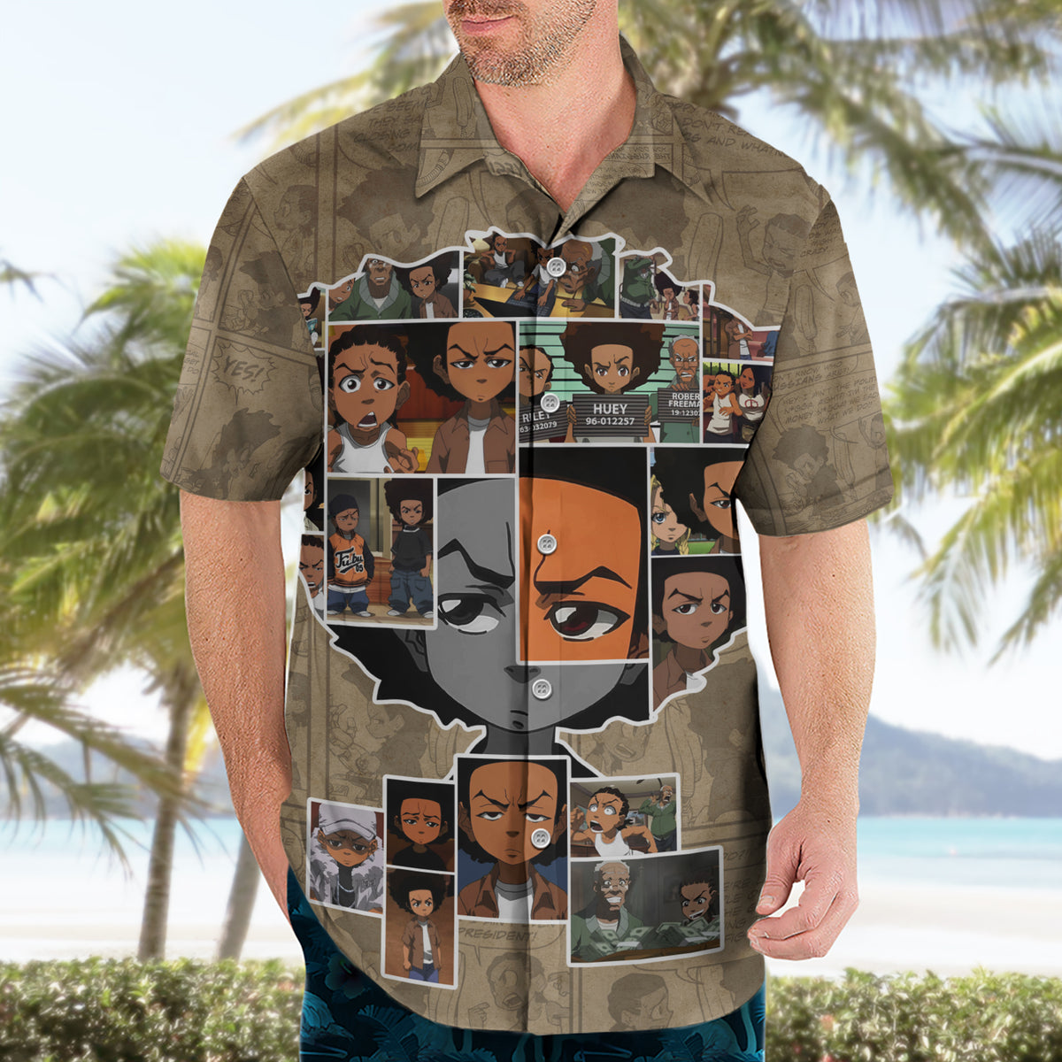 Huey Freeman Hawaiian Shirt African American - Wonder Print Shop