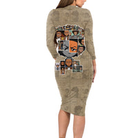 Huey Freeman Long Sleeve Bodycon Dress African American - Wonder Print Shop