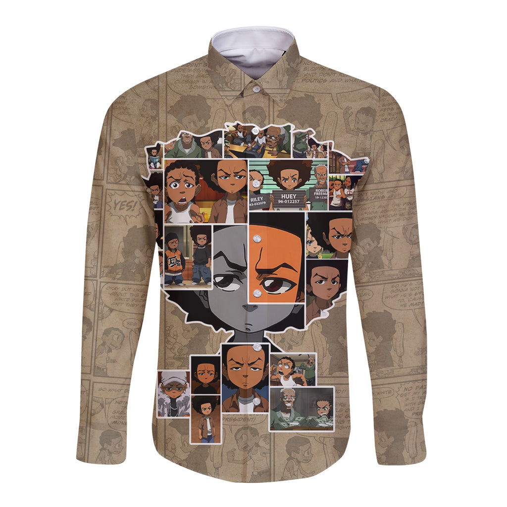 Huey Freeman Long Sleeve Button Shirt African American - Wonder Print Shop