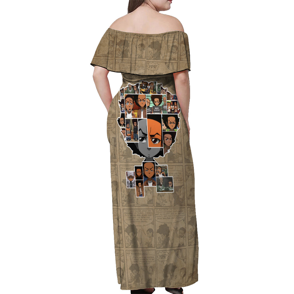 Huey Freeman Off Shoulder Maxi Dress African American - Wonder Print Shop