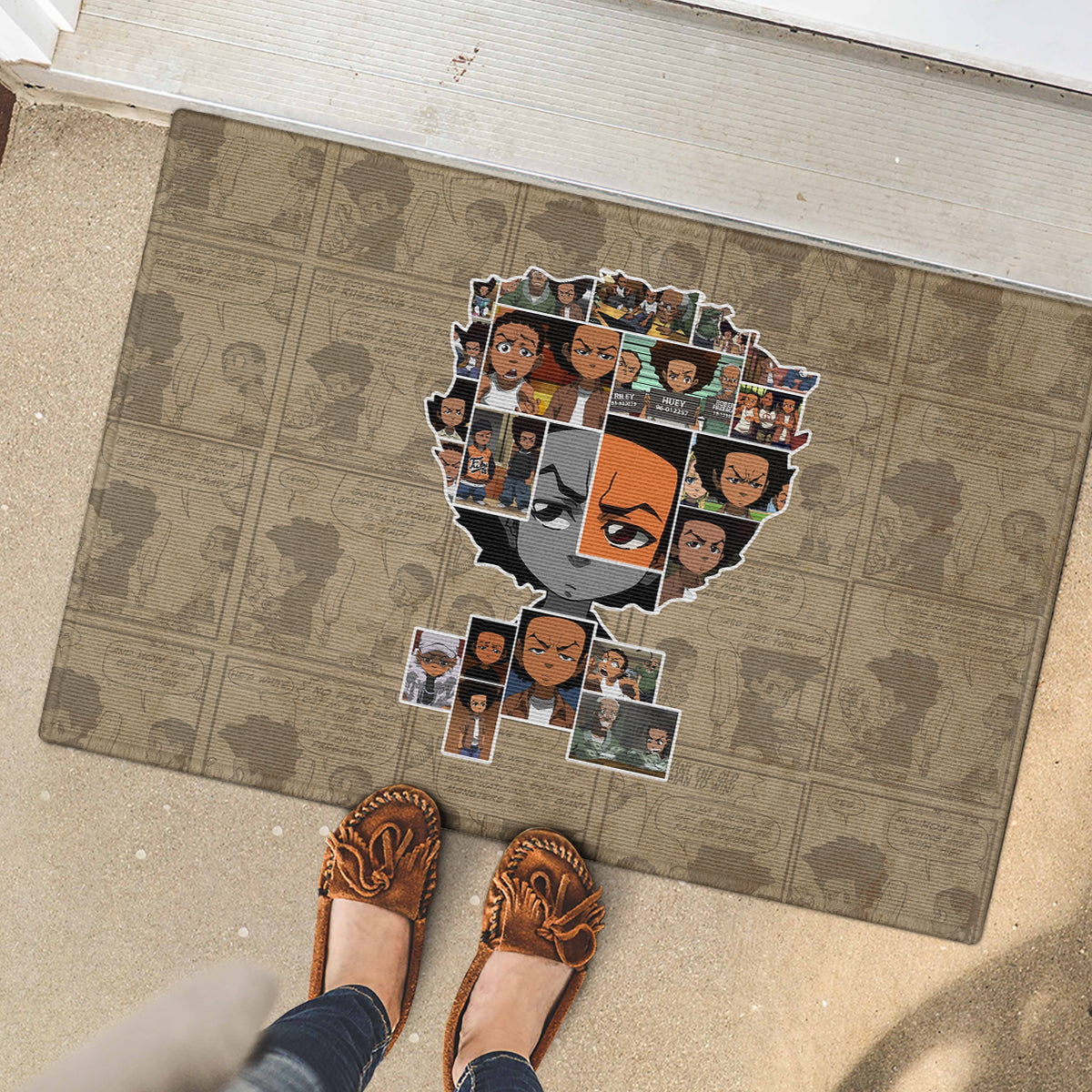 Huey Freeman Rubber Doormat African American - Wonder Print Shop