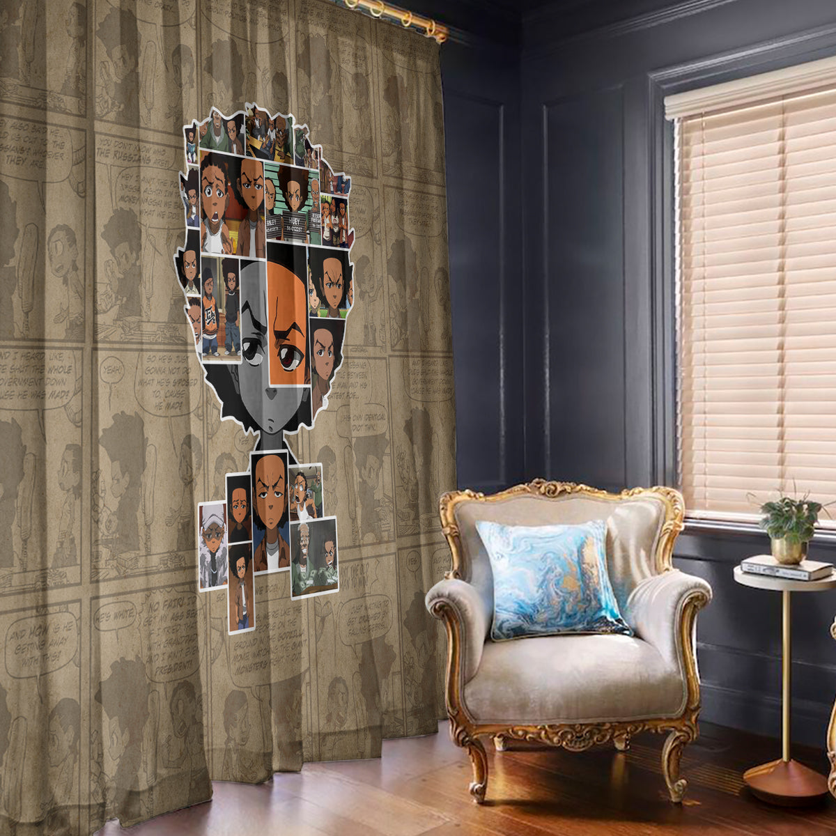 Huey Freeman Window Curtain African American - Wonder Print Shop