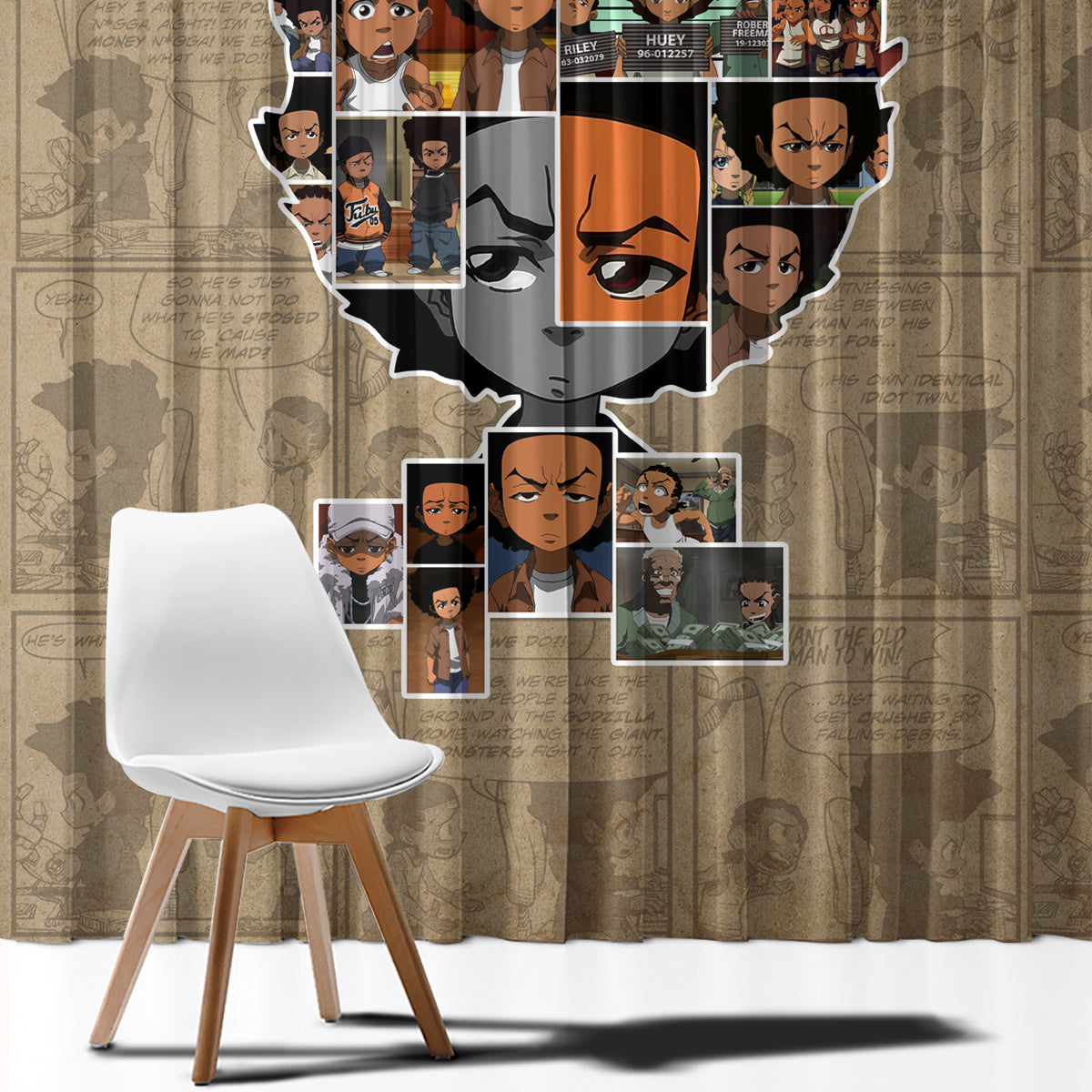 Huey Freeman Window Curtain African American - Wonder Print Shop