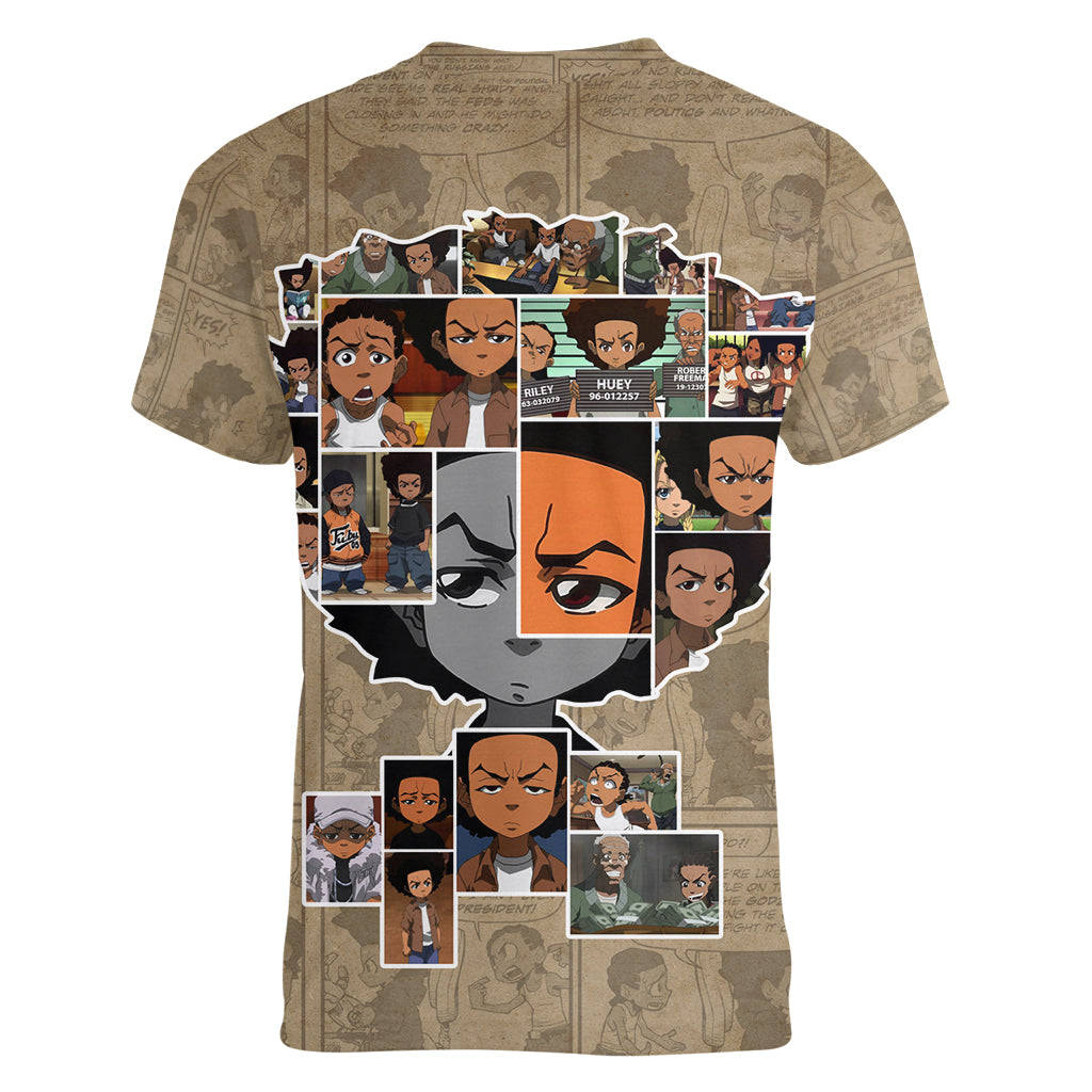 Huey Freeman Women V Neck T Shirt African American - Wonder Print Shop
