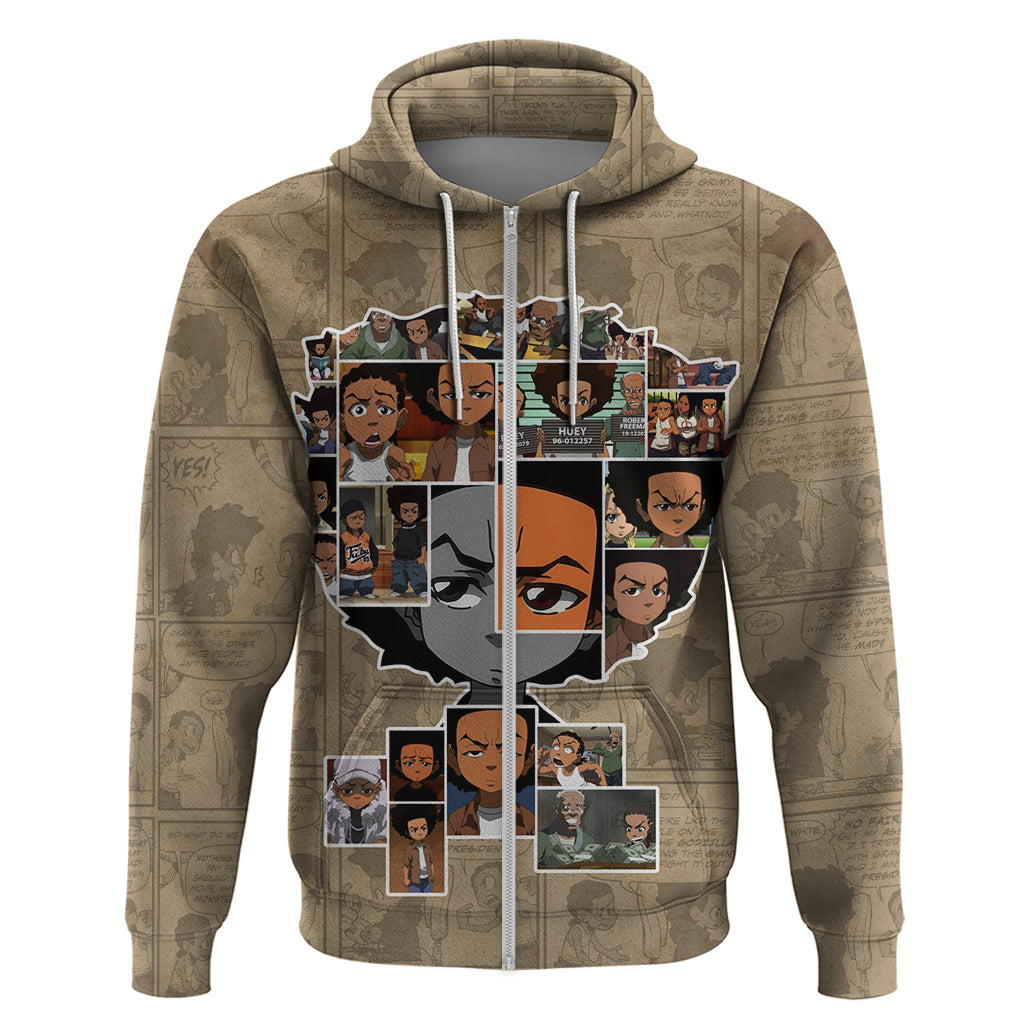 Huey Freeman Zip Hoodie African American - Wonder Print Shop